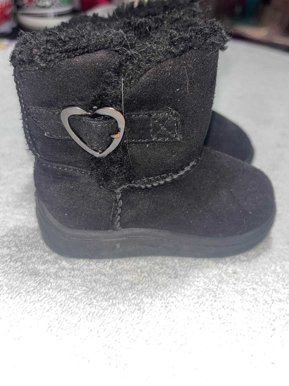 Garanimals Black Faux-Fur Heart Accent Kids Boots